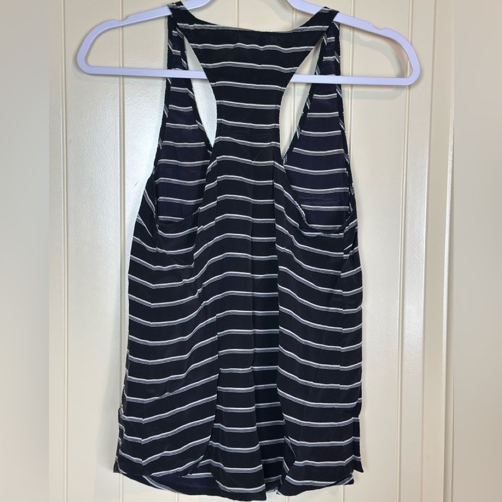 Joie black white striped 100% Silk Sleeveless Blouse top Small casual‎ resort - Picture 5 of 5